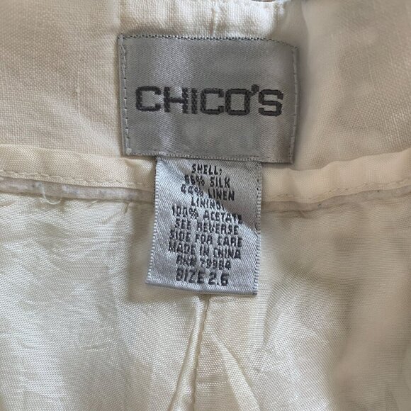 Chico's Silk & Linen Blend Wide Leg Trousers White Size 2.5/Large 14 - Picture 3 of 3
